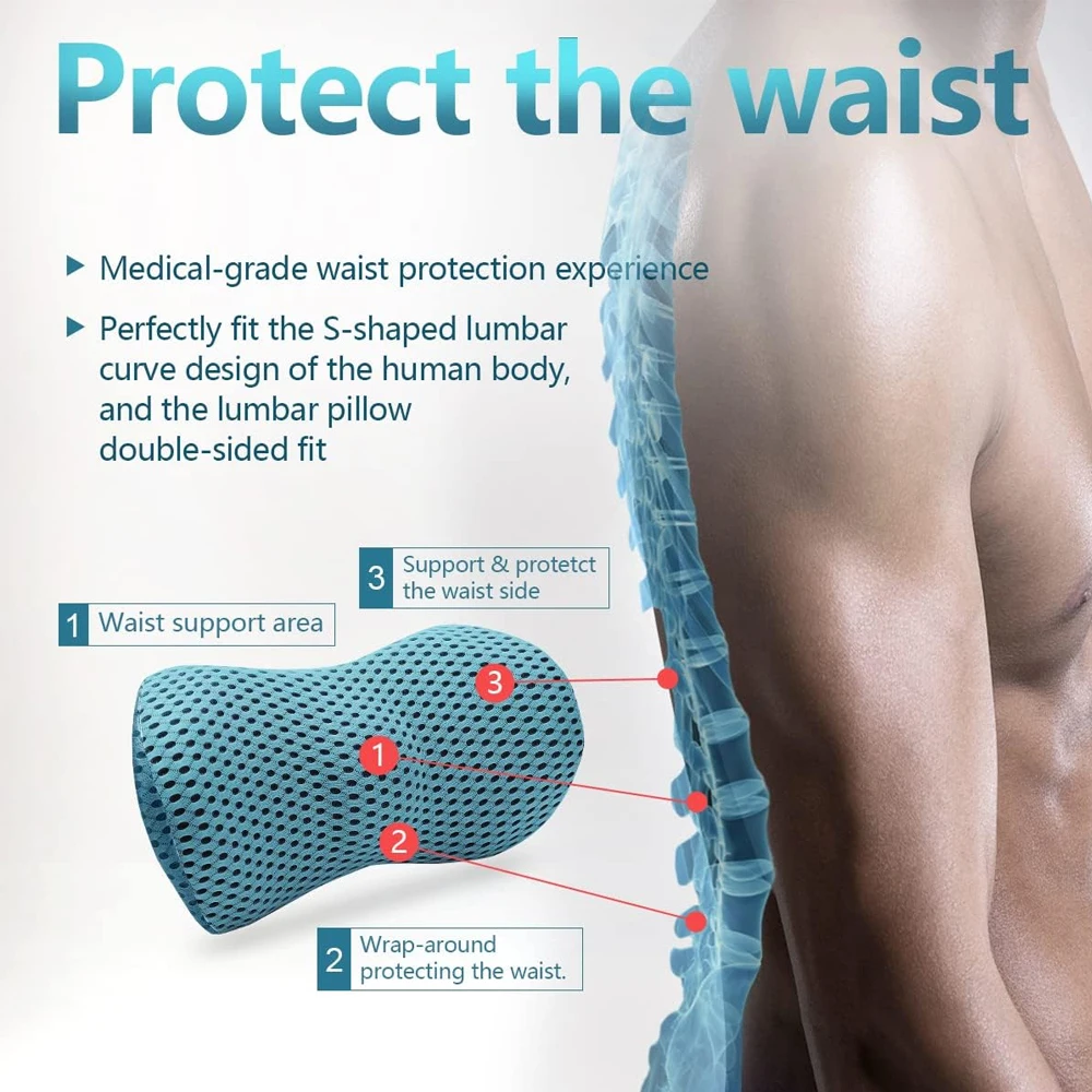 1pcs Breathable Memory Cushion Interior Accessories Bed Sleeping Pillow Car Seat Waist Pillow Lumbar Support Pillow Foam Car image 5