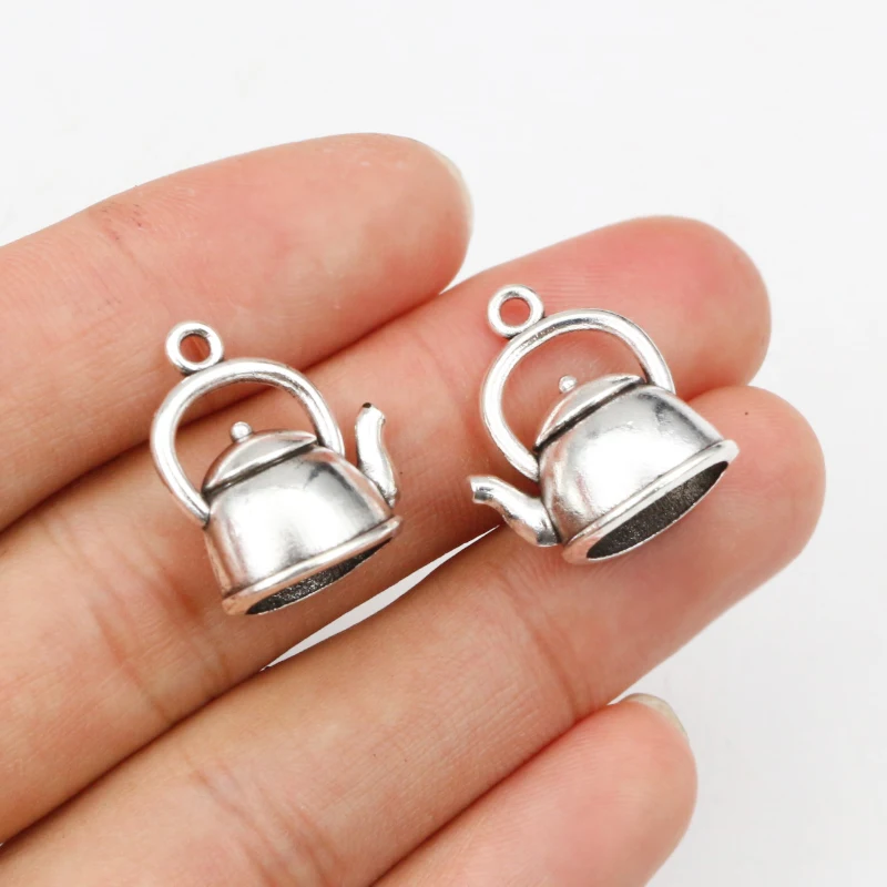 10pcs 19x17x10mm Antique Silver Plated Teapot Handmade Charms Pendant:DIY for bracelet necklace