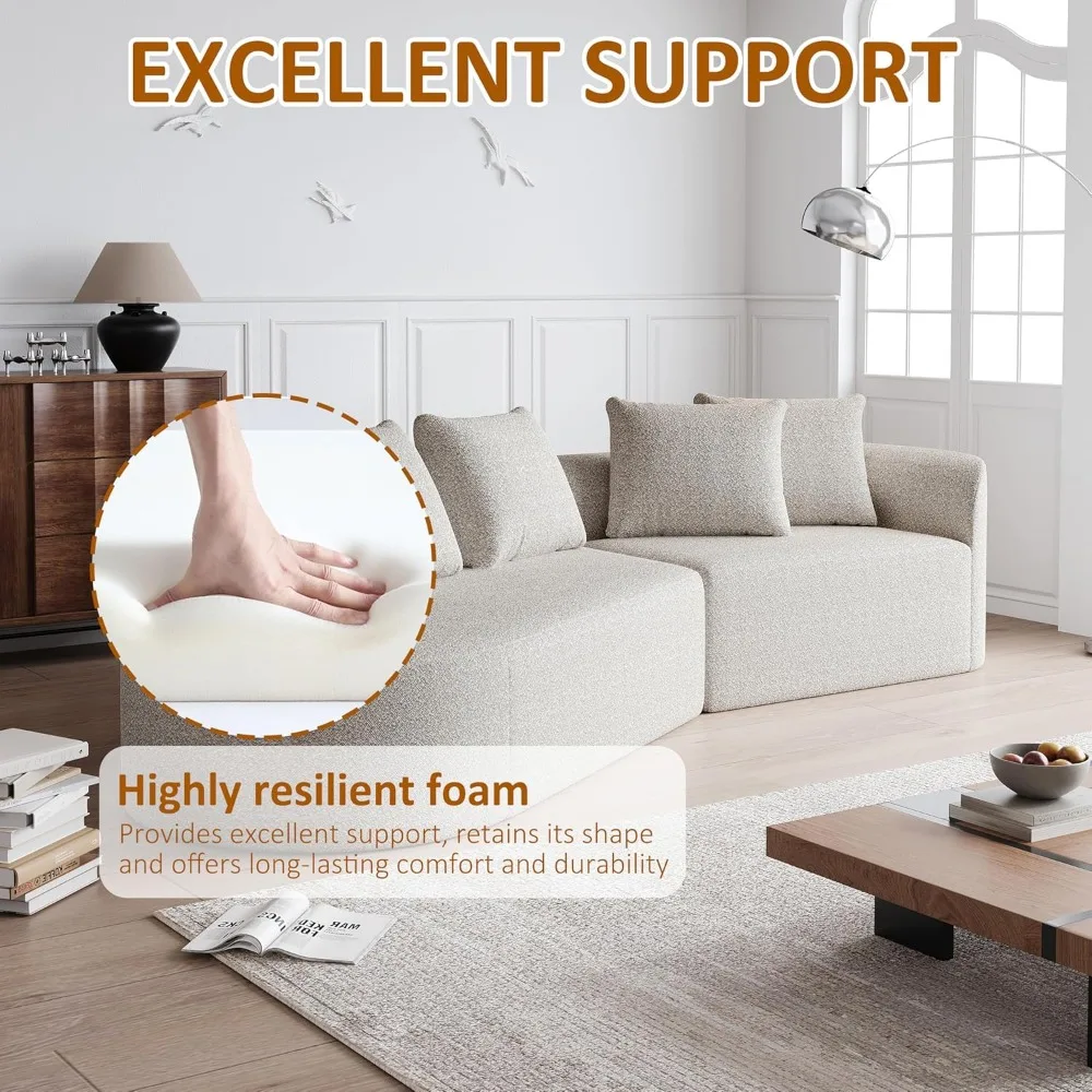 Современный 4-местный изогнутый диван из синели в стиле облаков с 4 подушками, глубокими и широкими сиденьями, готовый к использованию сжатый блок, секционный C