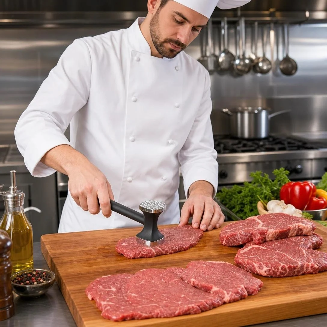 2pcs Meat Tenderizing Mallet, Two-Sided Design Loosen Meat Fibers, Ideal Kitchen Tool for Steak, Chops & Quick Marination