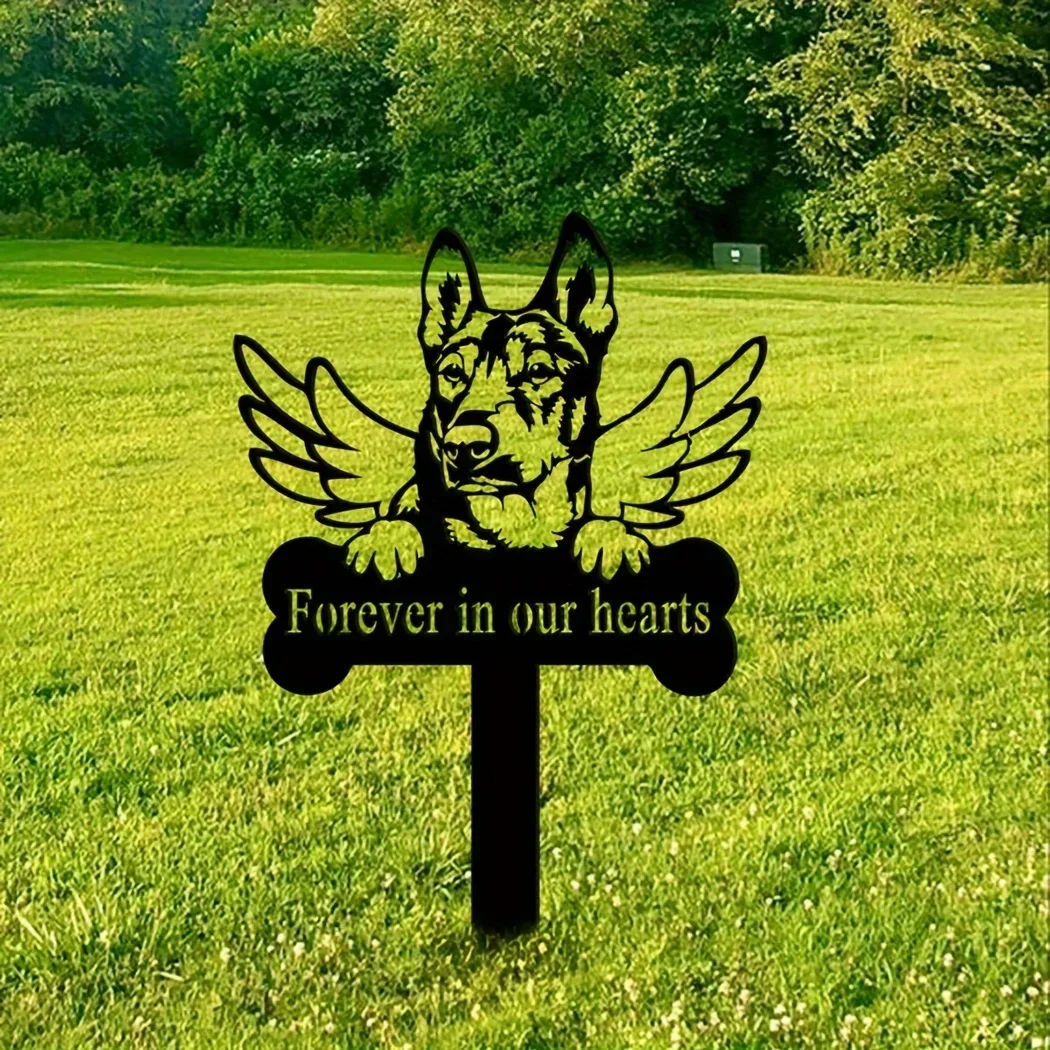 CIFBUY Decoration 1pc Iron Art Dog Grave Marker Memorial Stake Christmas Decor Memorial Gifts for Loss of Pet Memorial Plaques G