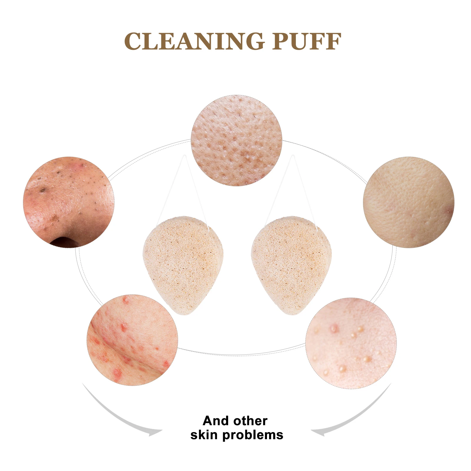 Facial Makeup Removal Sponge Konjak Puff Assorted Color High Quality Durable Easy to Use Improves Blood Circulation Blocks Pores