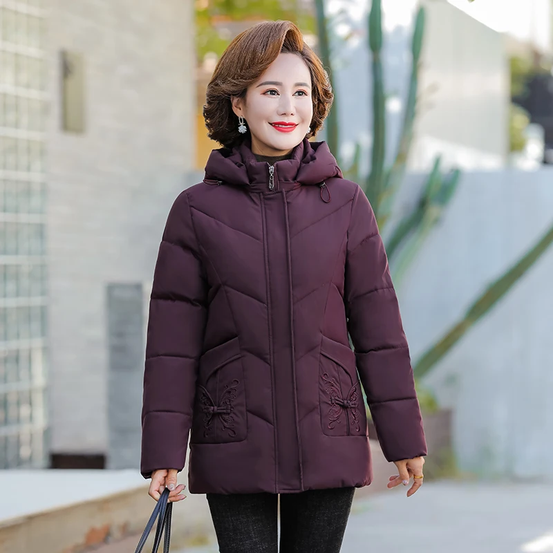 

2022 Winter New Thicke Warm Jacket Female Overcoat Down Padded Jacket Women Fashion Medium Length Loose Hooded Parka Casaco