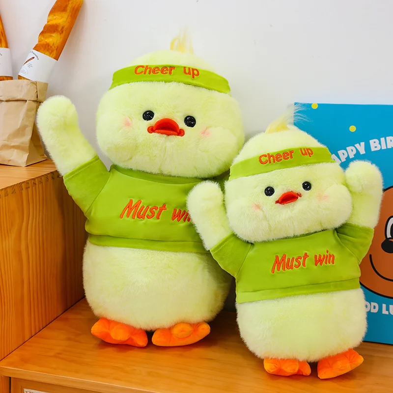 

25-45cm Cute Fluffly Hair Cheer Up Duck Plush Toys Soft Stuffed Animal Must Win Ducks Baby Appease Doll for Girls Gifts Decor