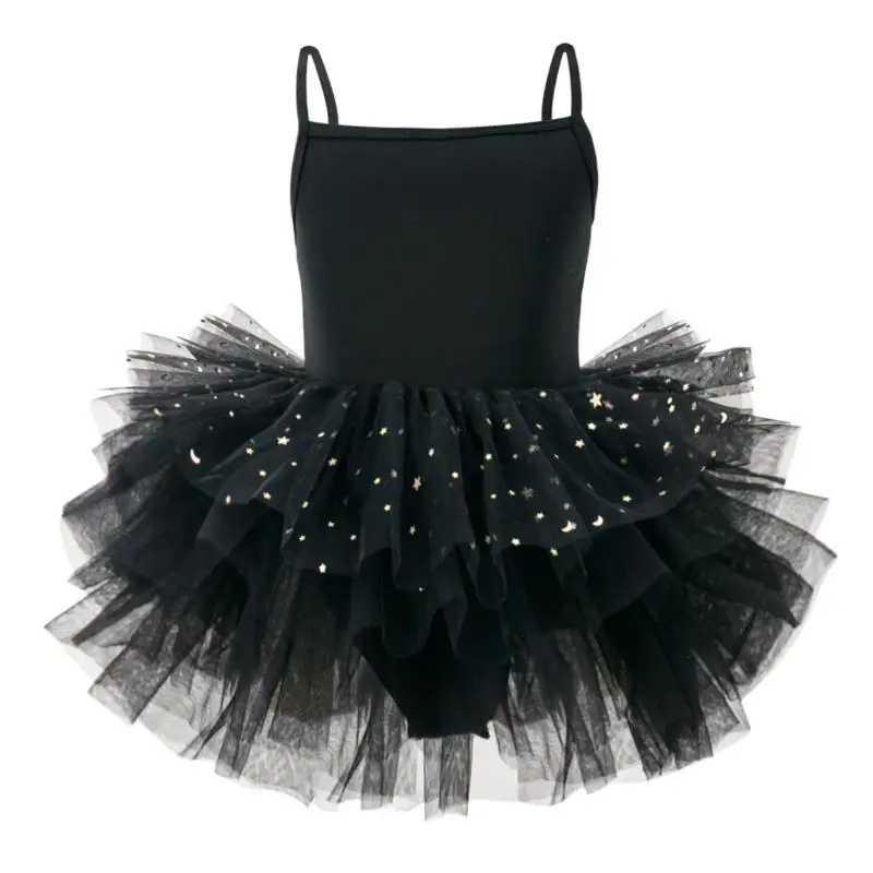 

Girls' New Star Mesh Flying Sleeves Solid Color Ballet Dress Children's Day School Stage Drama Performance Tutu Dress