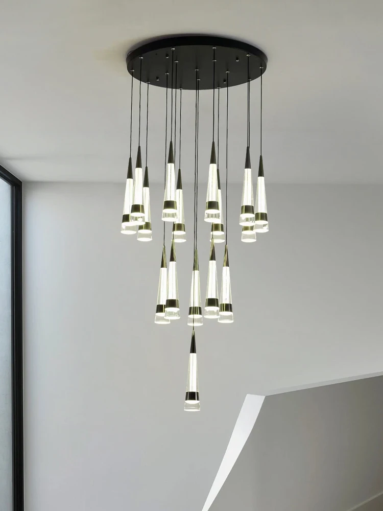 

Led Tapered Chandelier Modern Lighting Living Room Pendant Attic Indoor Decoration Lustre Nordic Hanging Staircase Chandelier