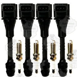 4X Ignition Coil UF351 Iridium Spark Plugs For 2002 2003 2004 2005 2006 Sentra 1.8L L4 22448-6N015 22433-6N015 224486N015