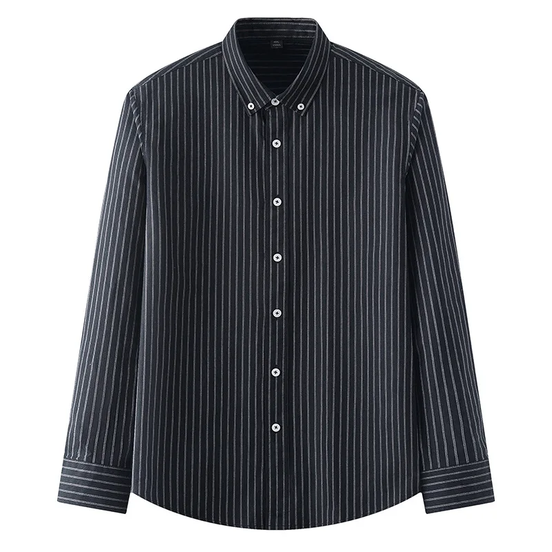 2024 New100% Pure Cotton Mens Oxford Striped Shirts Plaid Business Casual High Quality Long sleeve Shirt For Man Button Up Shirt