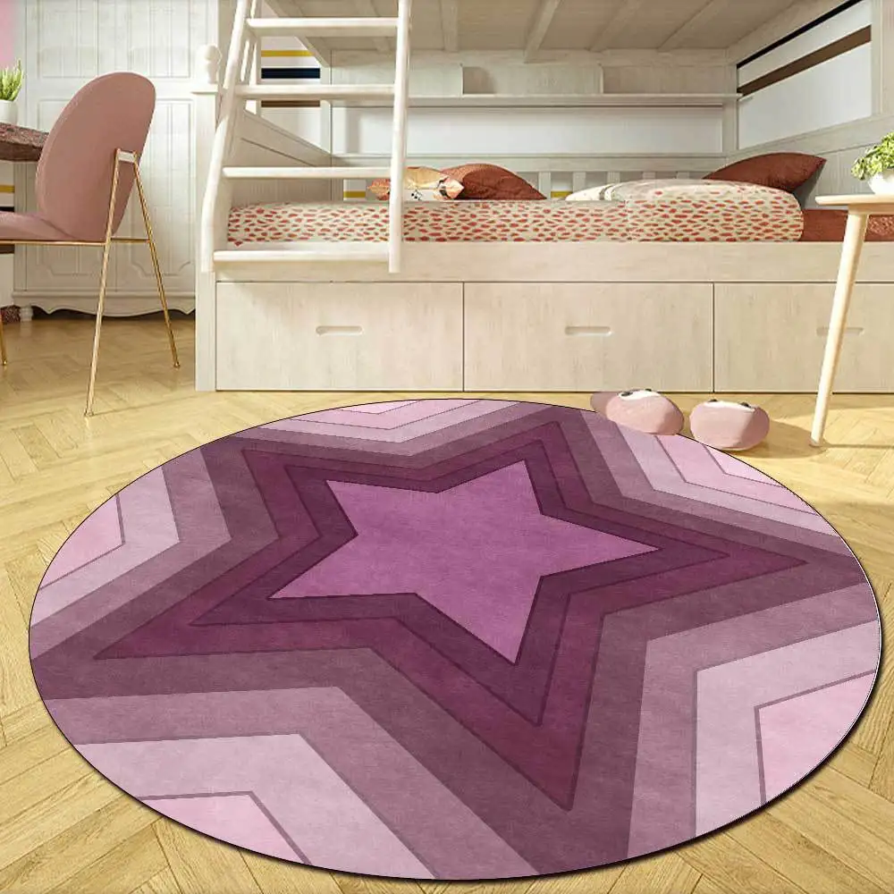 Sweet Girl Princess Room Purple Pink Gradient Big Five-pointed Star Bedroom Hanging Basket Chair Round Floor Mat Carpet