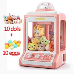 Automatic Doll Machine Toy for Kids Mini Cartoon Coin Operated Play Game Claw Crane Machines with Light Music Children Toy Gifts