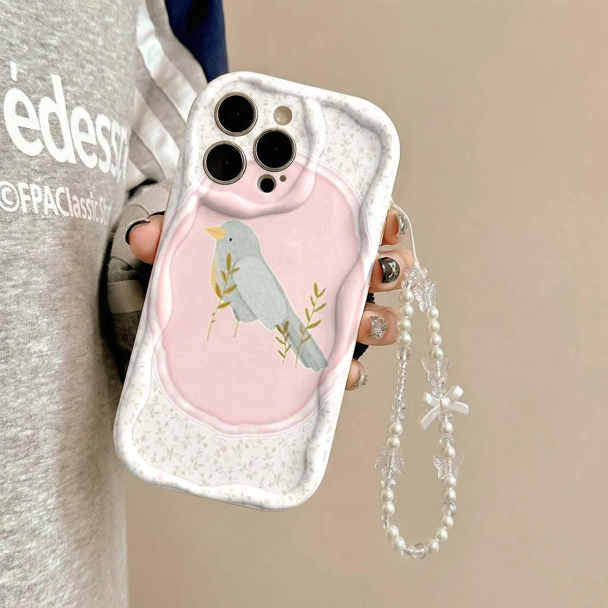 INS Floral Bird Pattern Lens Protect Lanyard 3D Phone Case For Samsung Galaxy S23 S24 S25 S26Ultra A27 A36 A55 A56 A57 5G Cover