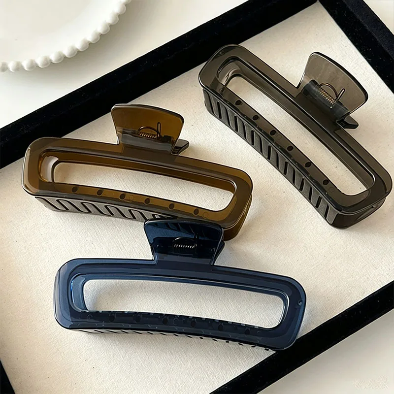 Elegant Solid Translucent Rectangle Hair Claw For Women Girls Sweet Hair Clip Simple Claw Clip Hairpin Fashion Hair Accessories