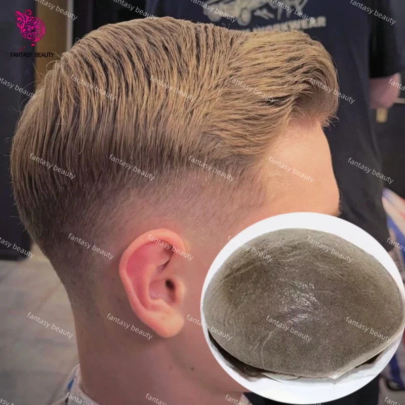 

Natural Hairline Super Ultra Thin Skin 0.02mm 90%Density Men Toupee Durable Brown Black 610# 620# Human Man Prosthesis Hair Wigs