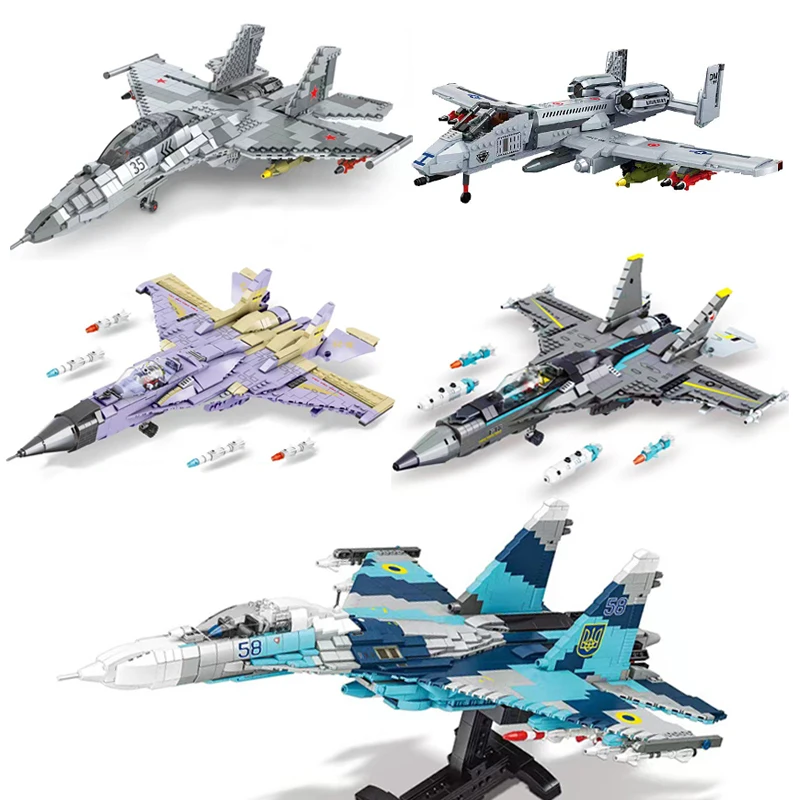 835PCS Military Series Combat Aircraft Building Blocks J-20 Soldier Weapons Air Missile Helicopter Model Bricks Toy For Kid Gift