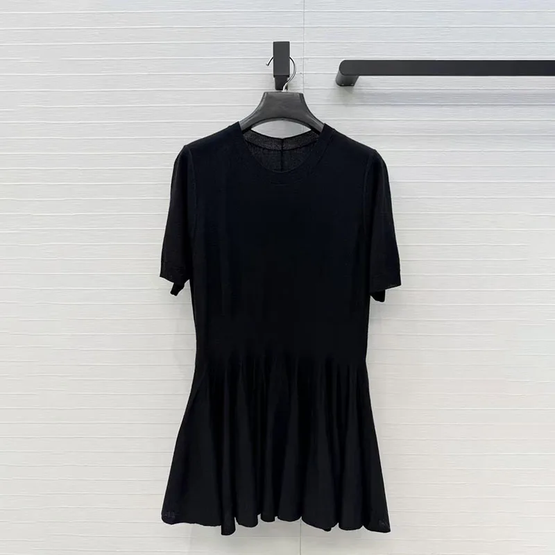 Women's Crew Neck Short Sleeve Pullover, High Quality CommuterT-Shirt Top, Waisted Ruffle Fleece Knit 2026, New, y2k Short Skirt