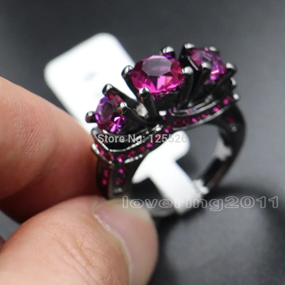 Vintage Lovers Ring Aaaaa Cz 10KT Black Gold Color Wedding Band Rings for Women Men Jewelry