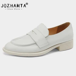 JOZHAMTA Size 34-40 Women Casual Loafers Real Leather Soft Square Toe Flats Shoes Low Heels Spring Office Lady Daily Pumps Shoes