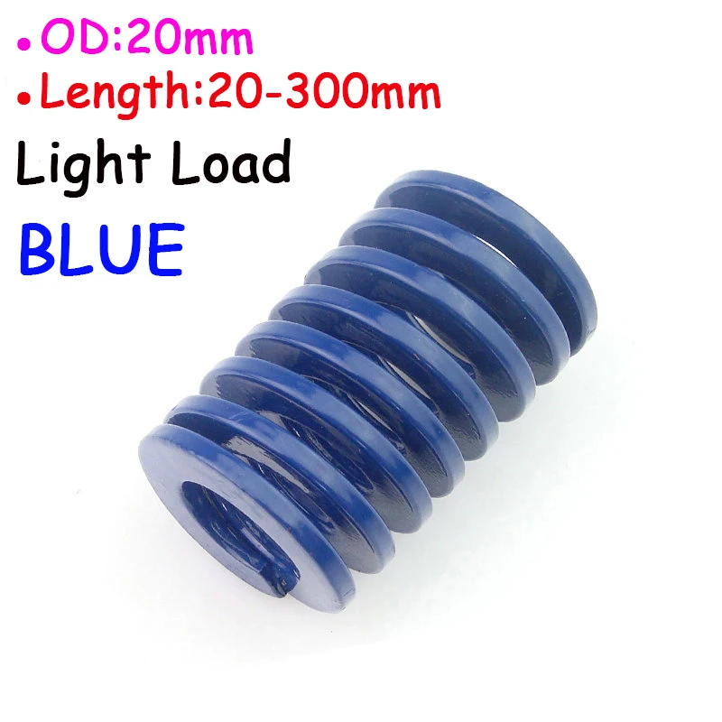 OD 20mm Light Load Mold Spring Blue Spiral Stamping Compression Die Spring Length 20 25 30 35 40 45 50 55 60 65 70 to 300mm