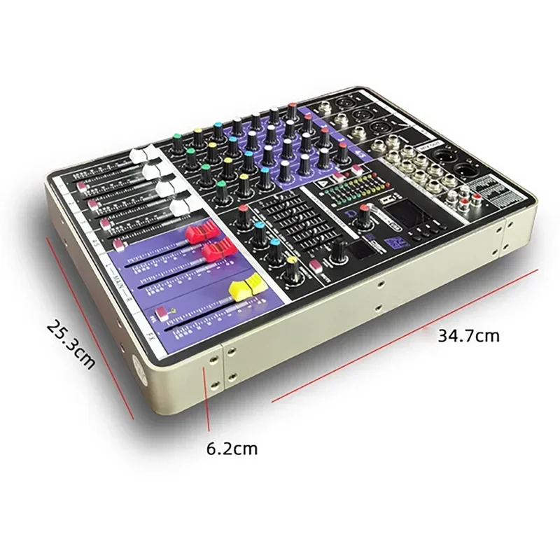 4 Kanaals Bluetooth 99 Effect Mixer Lcd-scherm MP3 + 48 V Fantoomvoeding Thuis Prestaties USB Geluidskaart kleine Mixers US EU Plug