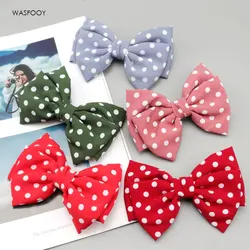 Japanese Korean Version Of Polka Dot Bow Hairpin Female Red Handmade Fabric Top Clip Crocodile Clip Hair Clip Jewelry Wholesale