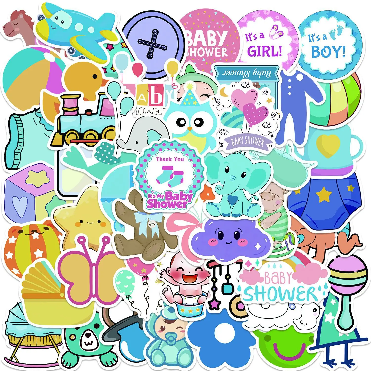 10/30/50Pcs Cartoon Baby Shower Sticker For Snowboard Laptop Luggage Car Fridge DIY Styling Vinyl Sticker