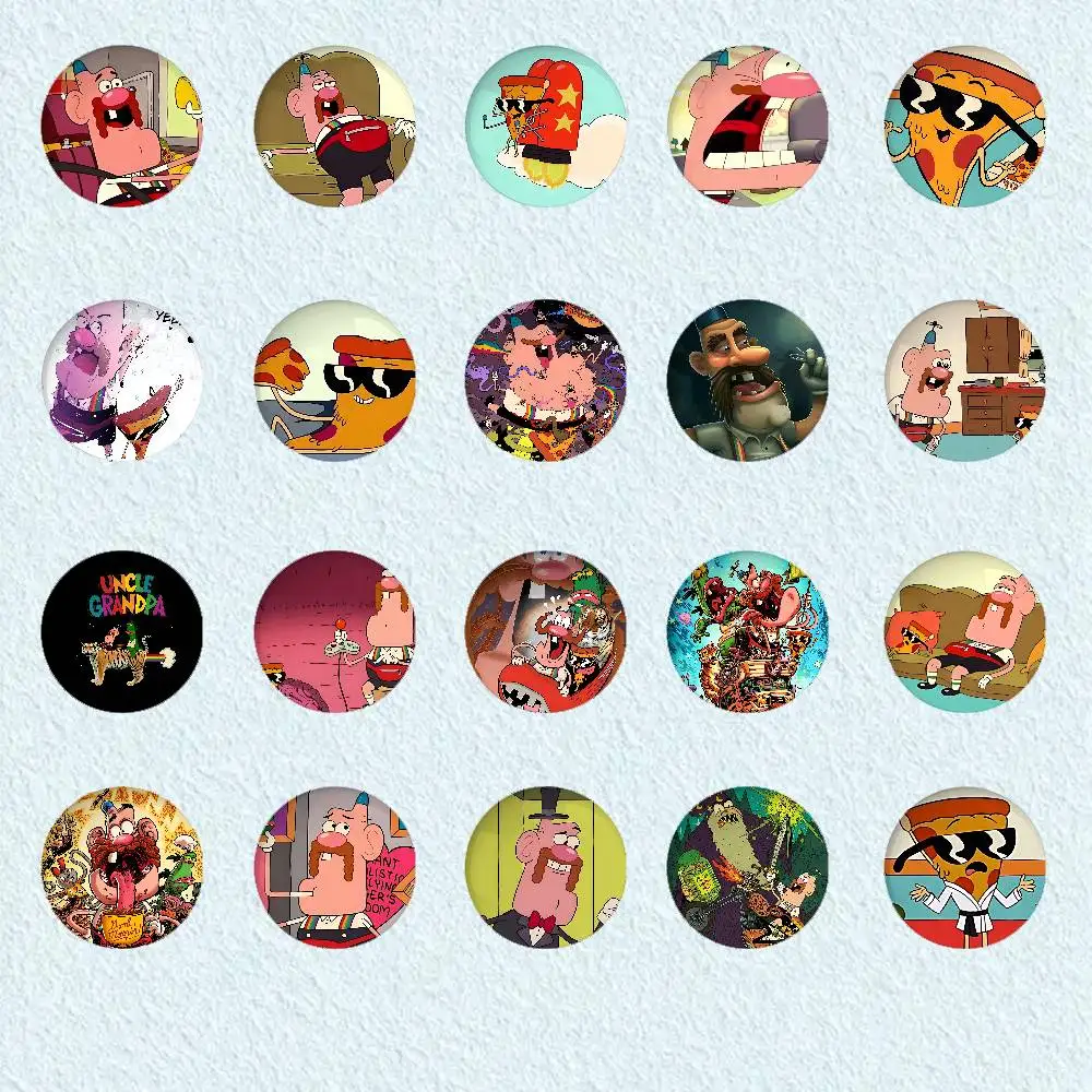Retro U-Uncle G-Grandpa Cartoon Badges Fashion New Hip Hop Versatile Round Metal Badge Cartoon Pin Gift Wholesale