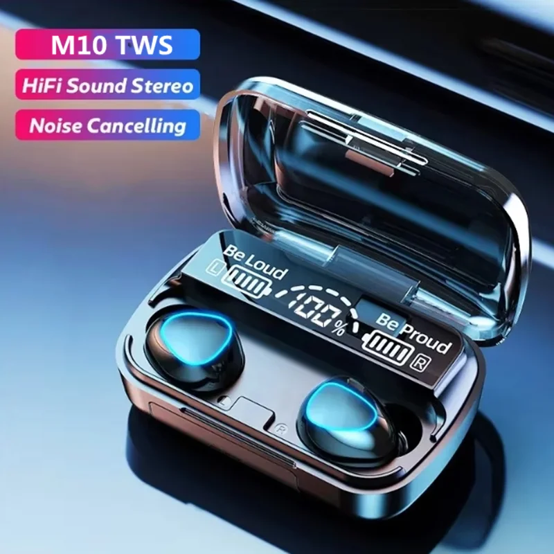 M10 Bluetooth Earphones Handfree LED Dispay Bluetooth Headphones HiFi Stereo Music Wireless Earbuds Waterproof Gaming Headset