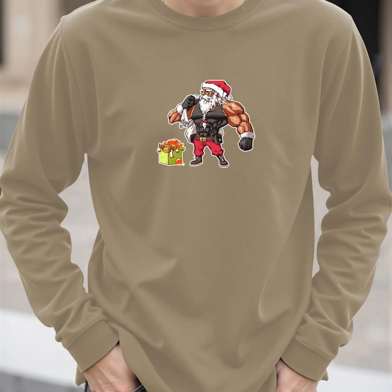 مضحك ثلاثية الأبعاد سانتا كلوز طباعة الرجال تي شيرت الخريف عادية س الرقبة طويلة الأكمام بلايز موضة فضفاضة عيد الميلاد تيز عيد الميلاد الرجال الملابس