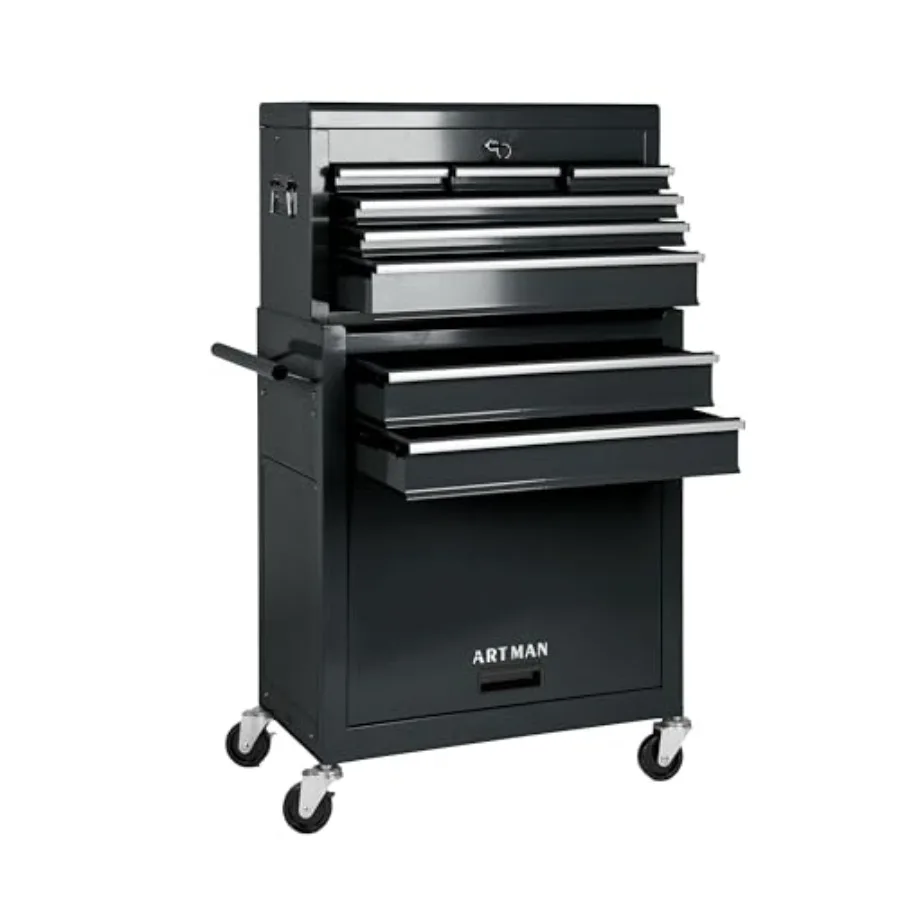 

8-Drawer Rolling Tool Chest with Lockable Wheels, Sliding Drawers, Detachable Top and Adjustable Shelf Heavy Duty Tool Storage