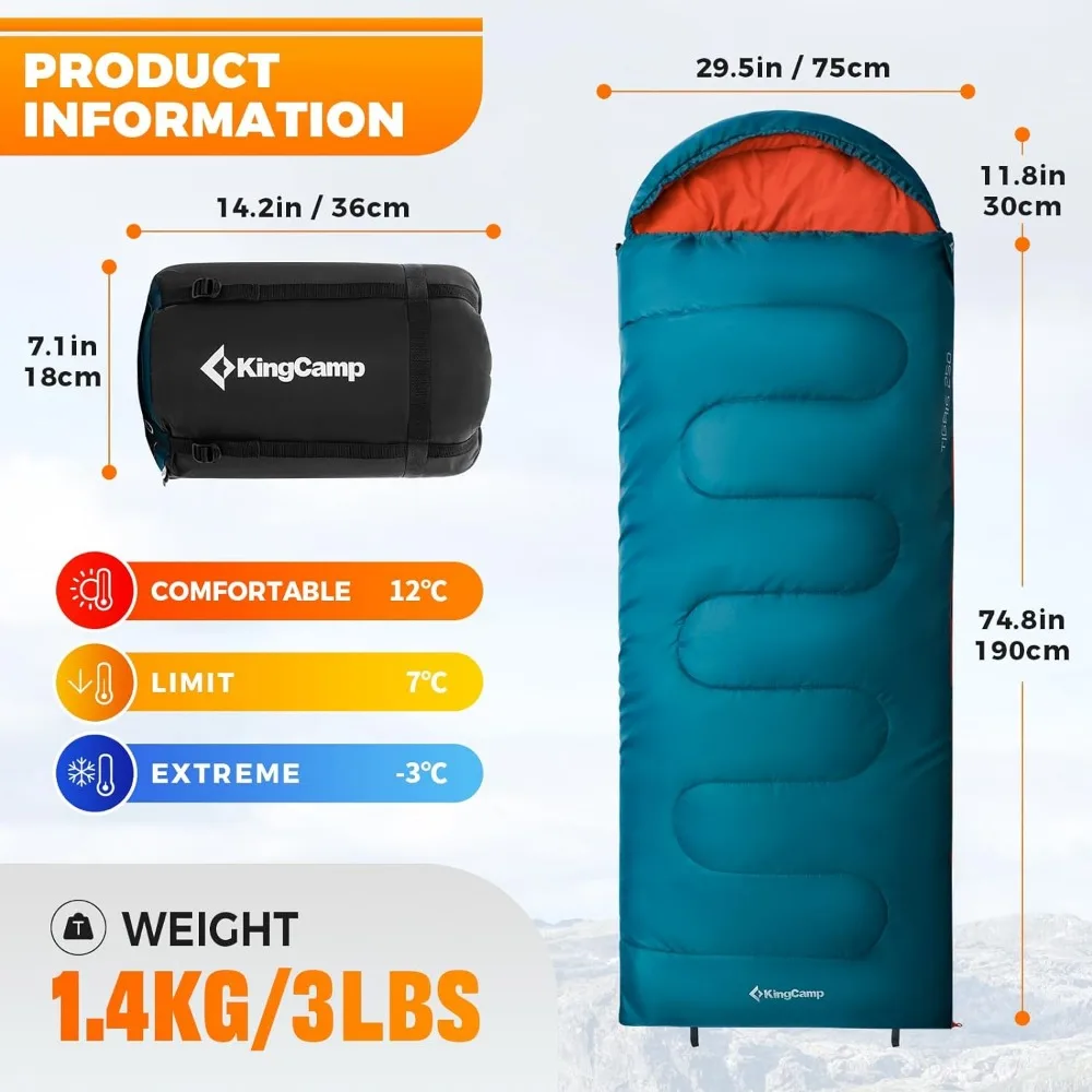 Camping Sleeping Bags for Adults, Backpacking Lightweight Water Repellent Warm Cold Weather Sleeping Bag, Camping Gear