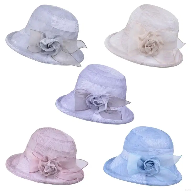 

L5YA Fisherman Hat Foldable Sun Hat With Feminine Flower Touch For Every Occasion