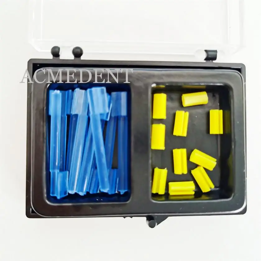 Dental Blue Bar Yellow Clips Bolt Cap Overdenture Restoration Attachment Implant