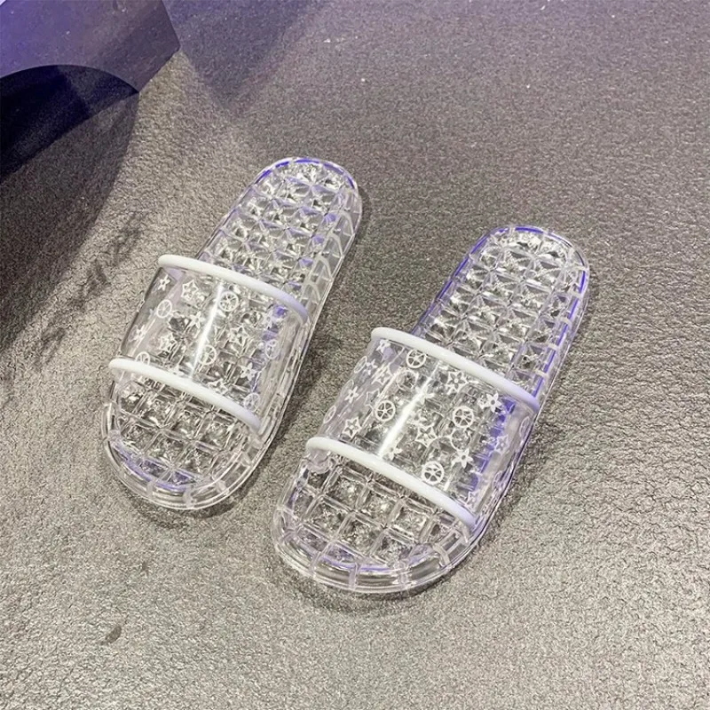 Women Slippers Summer New Transparent Indoor Home Bathroom Comfortable Non Slip Soft Sole Wear Resistant Plastic Slippers