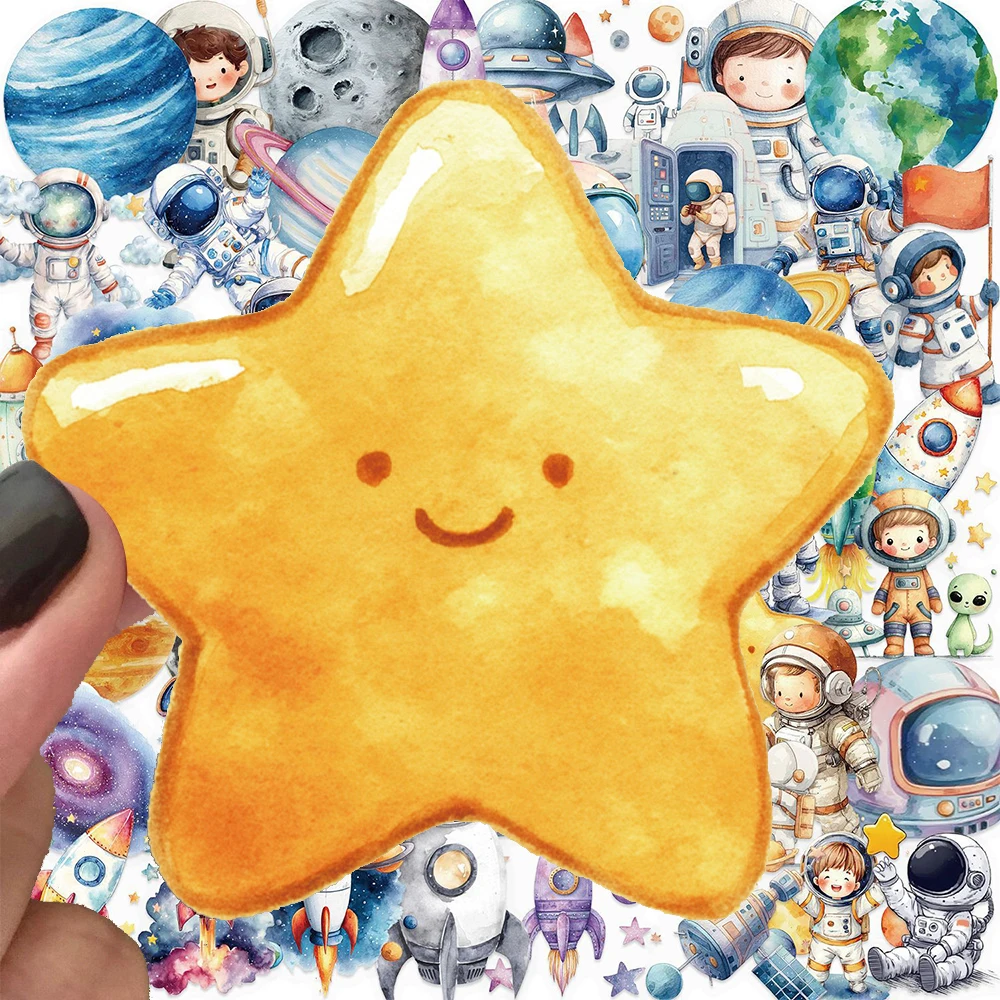 10/30/50 Uds. Pegatinas de dibujos animados de astronauta espacial creativo y divertido, calcomanías de decoración bonitas, pegatina transparente para maleta de monopatín DIY