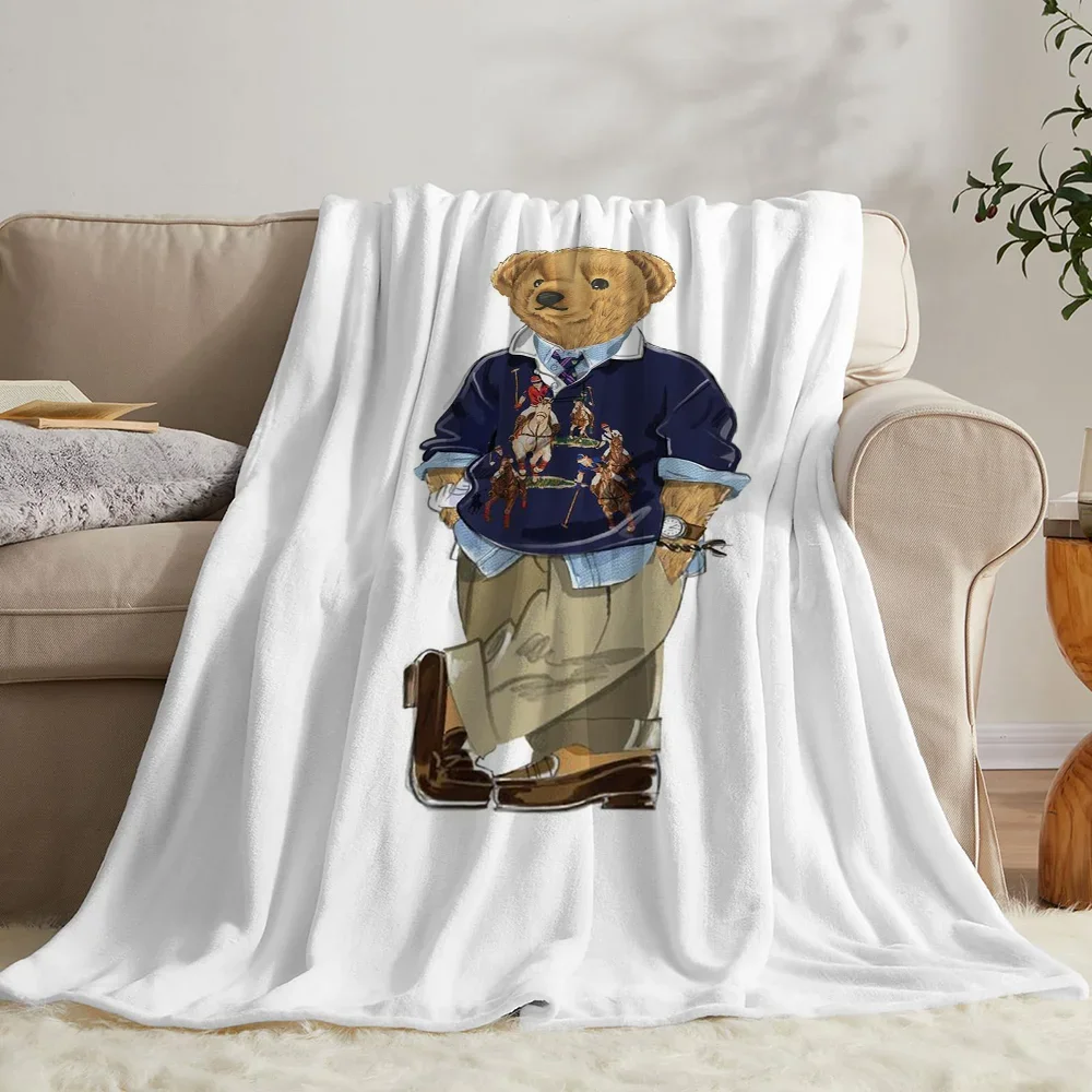 POLO Bears Fleece Throw Blanket Fluffy Luxury Blankets Characters Cotton Blanket for Sofas Interior for Home Home and Decoration