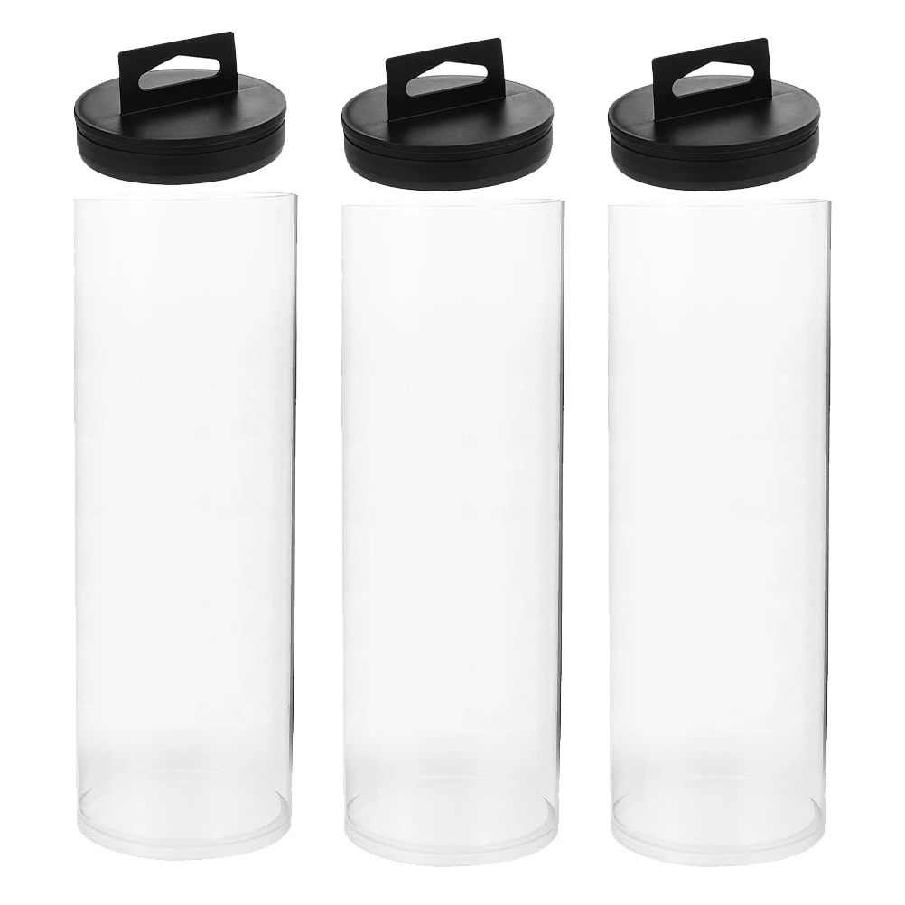 

3pcs Tennis Ball Holder Transparent Pvc Dustproof Lid For Pickleball Training Outdoor Sports Use Portable Ball Storage Container