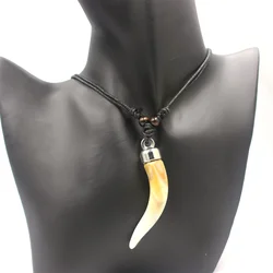 Funky Acrylic Wolf Fang Pendant Necklace Adjustable Necklaces for men women's fashion Jewelry Gift