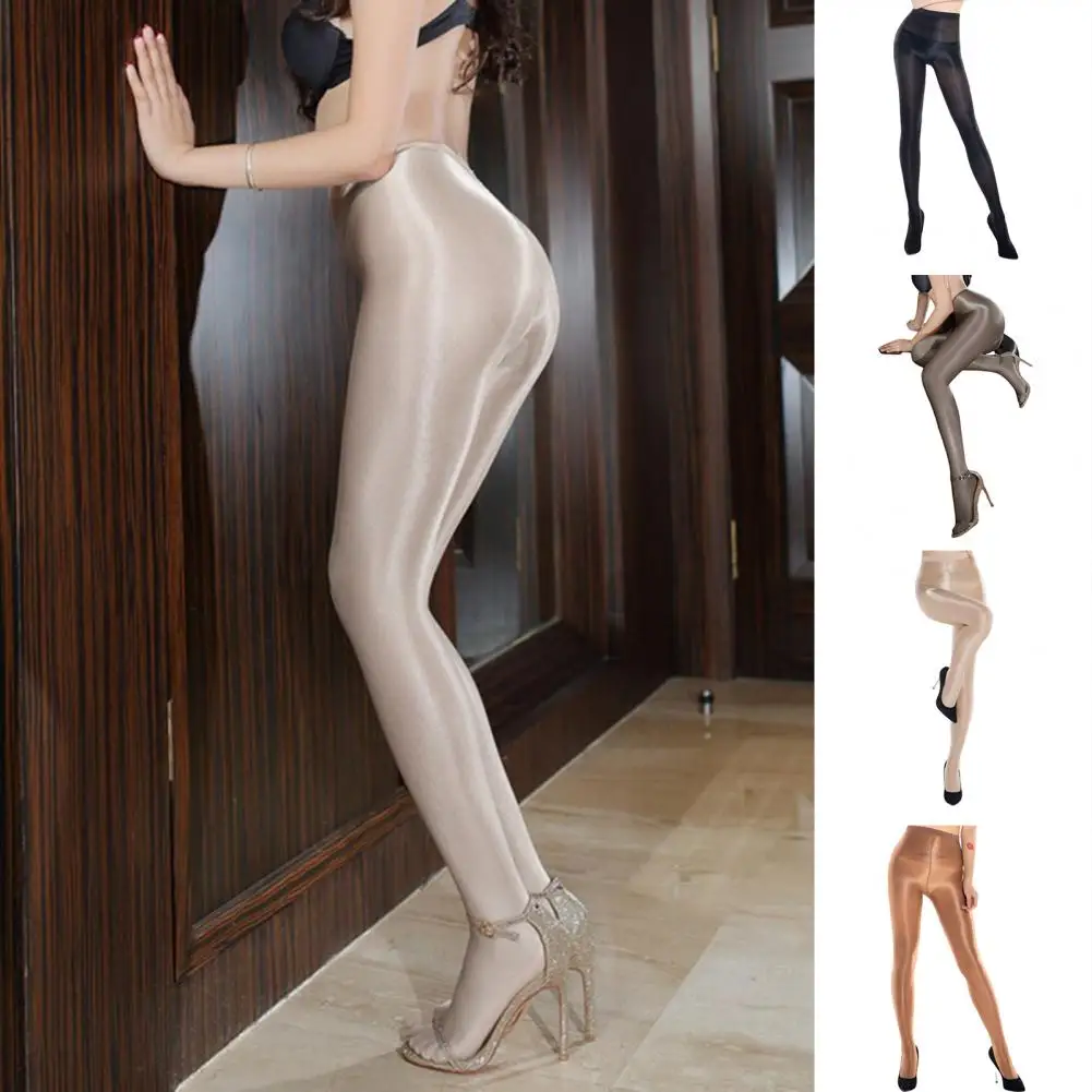 Sexy Slim Shaping Flash Pantyhose Women Shiny Oil Satin Tights Dance Singer Reflective Compression Stockings Nightclub Pantyhose