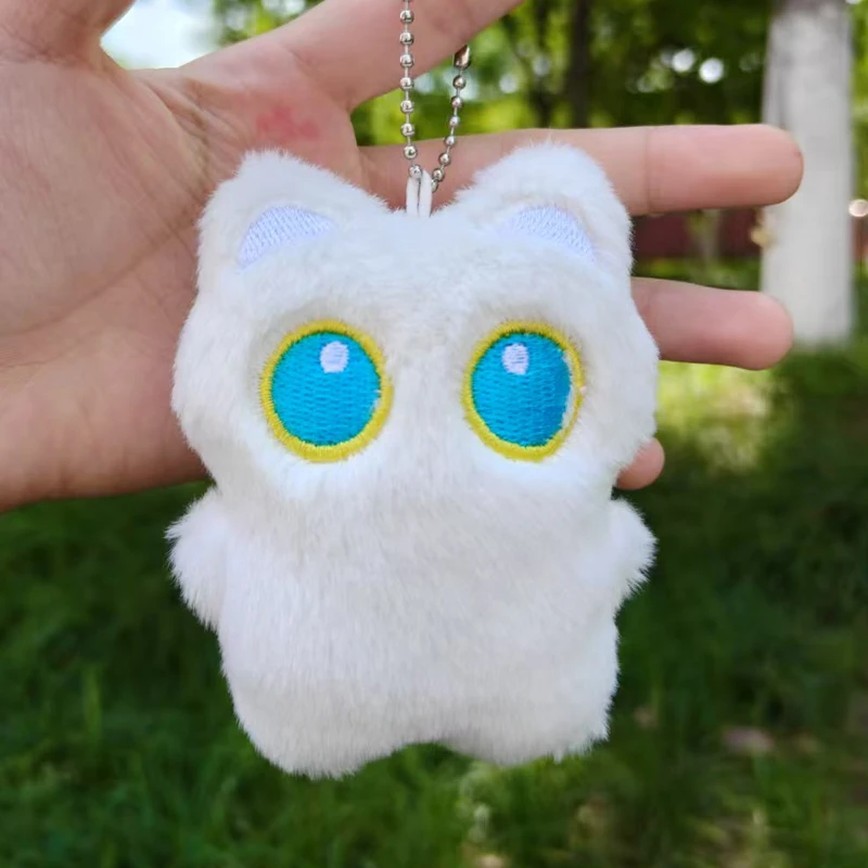 1-12pc Lovely Cat Plush Keychain Cute Blue Eyes Kitten Soft Stuffed Squeeze Toy Car Key Backpack Pendant Bag Decor Birthday Gift