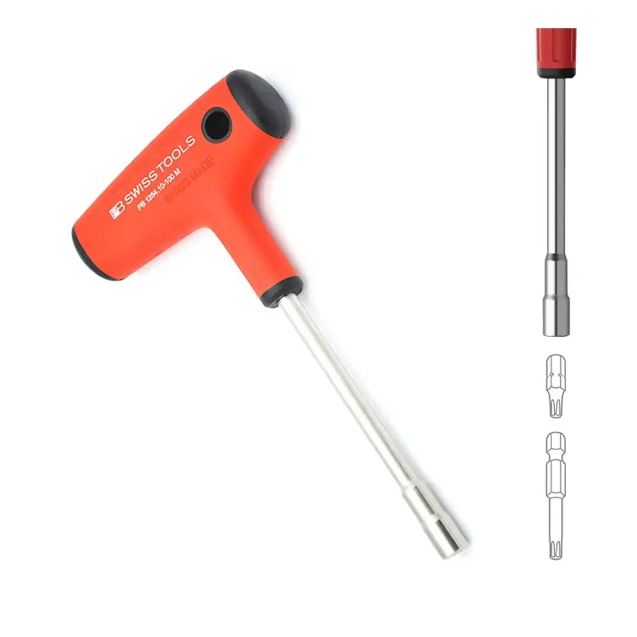 

PB SWISS PB 1254.10-30M/100M T-Shaped Magnetic Screwdriver Handle for Precision Bits C6/E6.3 Long Pole 1/4" Quick Bits Changes