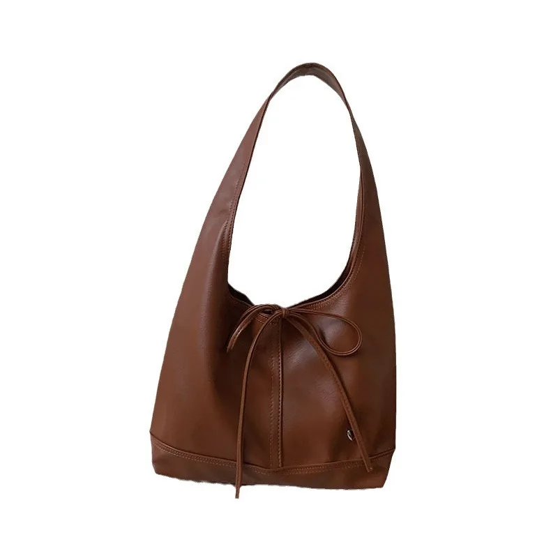 

2025 New Fashionable Crescent - Shaped Hobo Bag - Bow - Decorated, Soft Leather, Casual & Versatile Shoulder Tote
