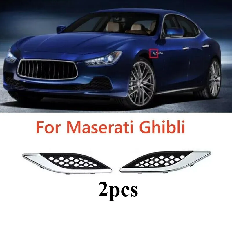 

2X Front Chrome Fender Side Air Vent Grille Trim Molding For Maserati Ghibli