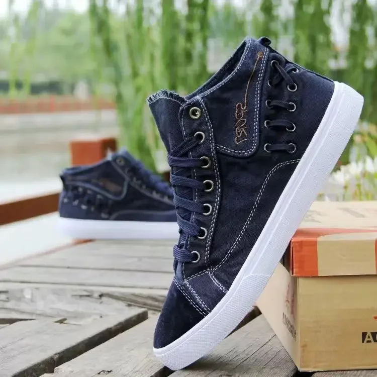 2023Canvas Shoes for Men Summer New Men\'s Casual Shoes High Top Vulacnized Shoes Male Flats Lace-up Sneakers Zapatos Hombre