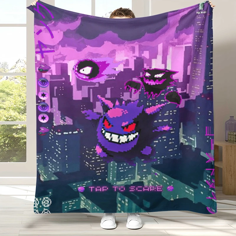 gengar-pokemon-cartoon-ectoplasma-flannel-blanketultra-soft-warm-plush-throw-for-home-bedroom-bed-sofa-cover-picnic-gift