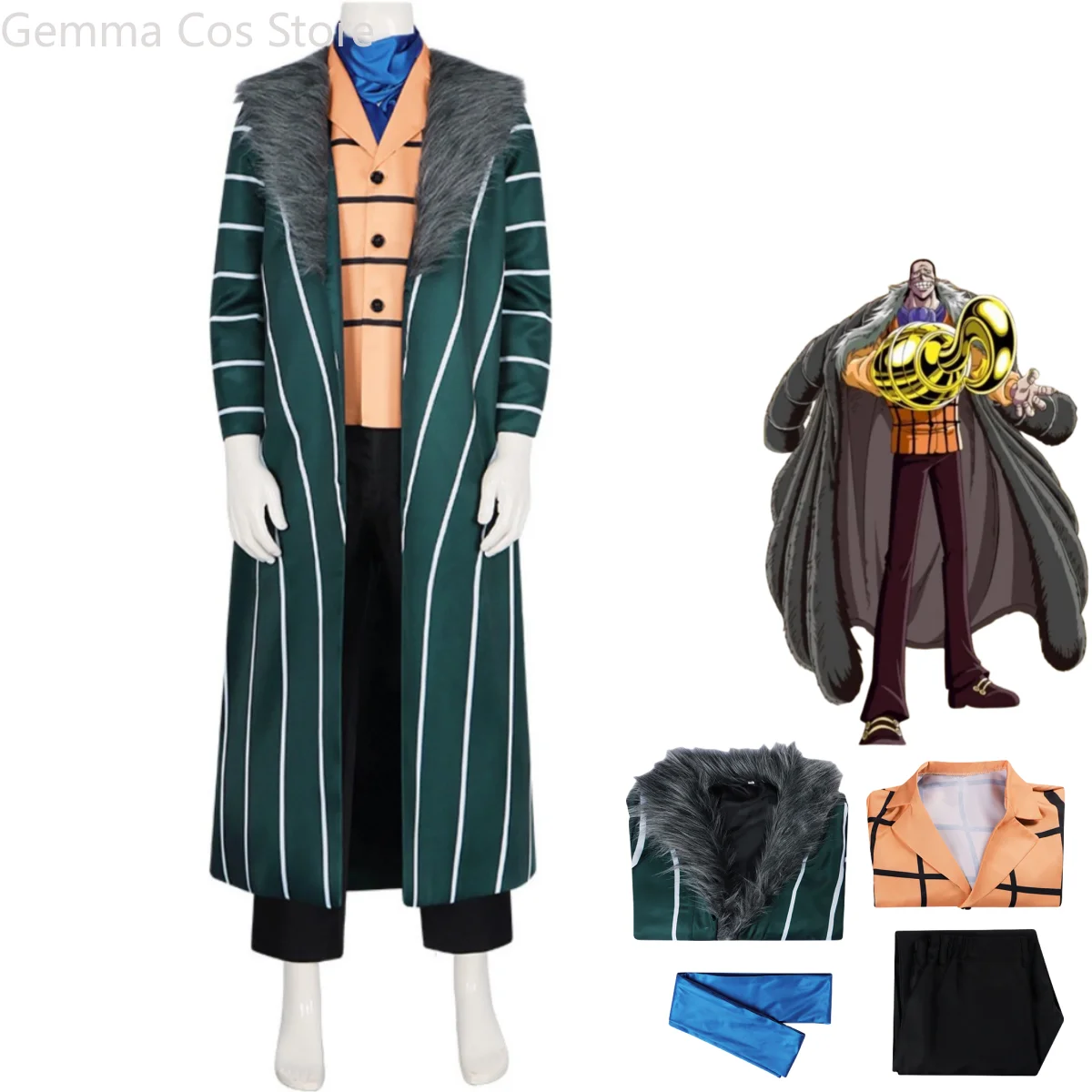 

Anime Sir Crocodile Cosplay Costume Oka Shichibukai Crocodile Mr.0 General Uniform Woolen Collar Cloak Cape Man Carnival Suit