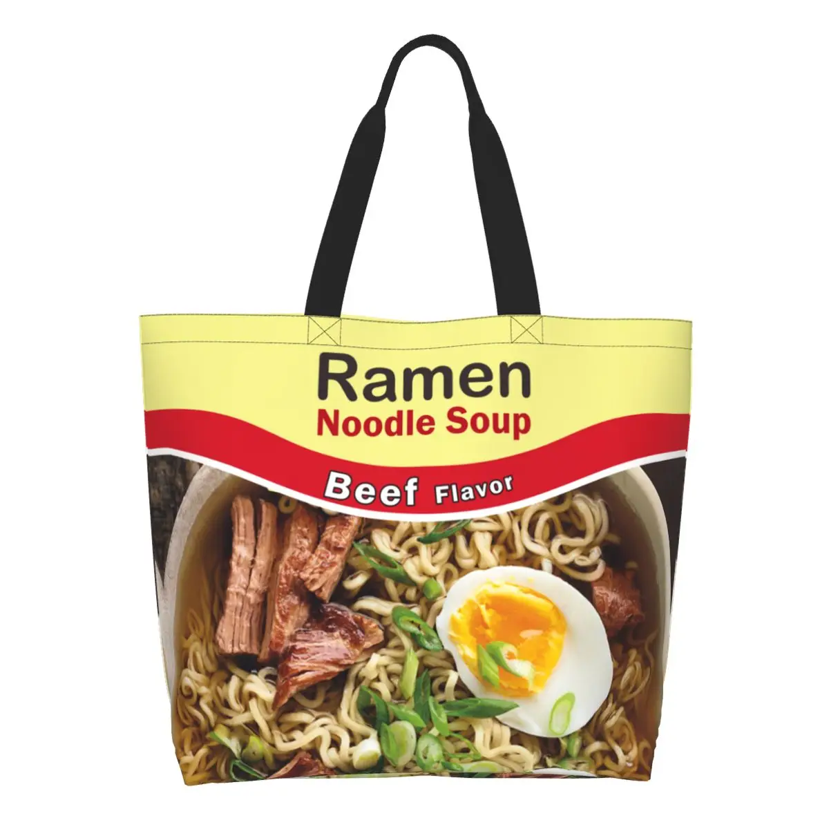 Ramen Beef Flavor Noodles Tote Bags Large Capacity Aesthetic Design For Woman Men Fashion Shopping Bag