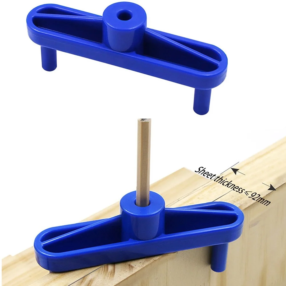 Localizzatore di trapano calibro centrale 1 pz plastica ABS righello blu maschera di tassamento posizionamento del legno Scribe marcatura per la lavorazione del legno