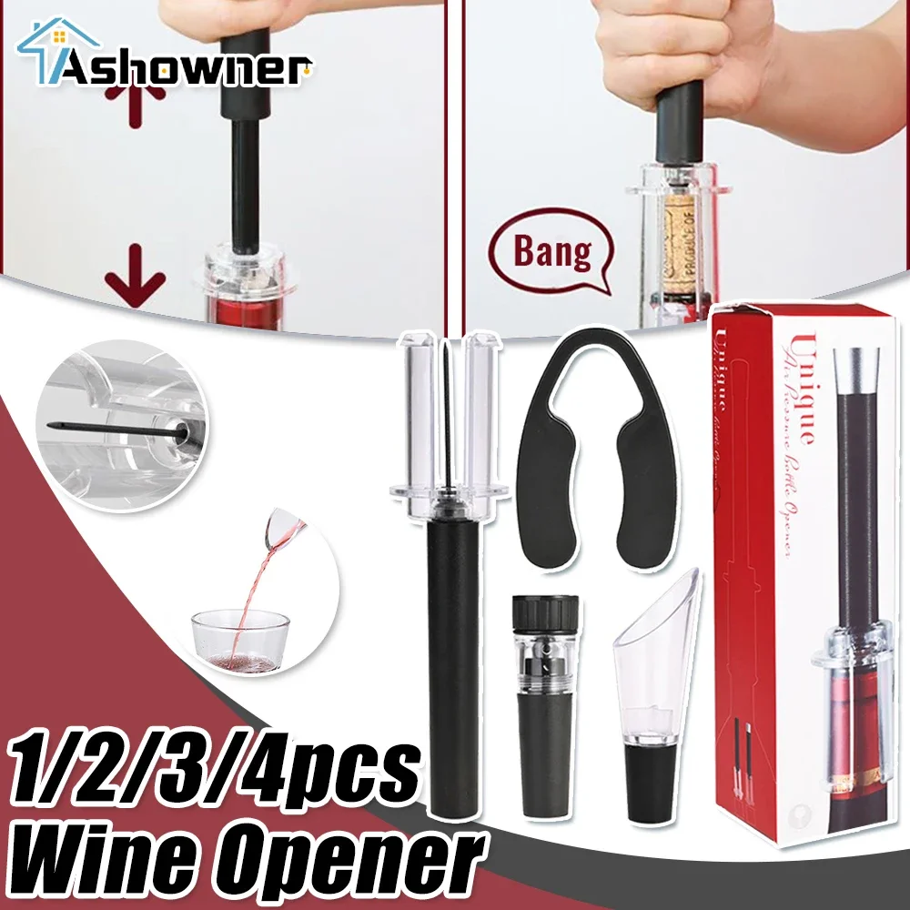 Air Pump Wine Bottle Opener Air Pressure Vacuum Red Wine Stopper Beer Lid Opener Corkscrew Corks Out Tool Stainless Steel Pin