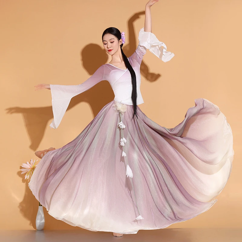 Classical Dancing Dress Female Modern Hanfu Clothes Ancient Chinese CostumeYangko Wear Elegant Practice Performance Dresses
