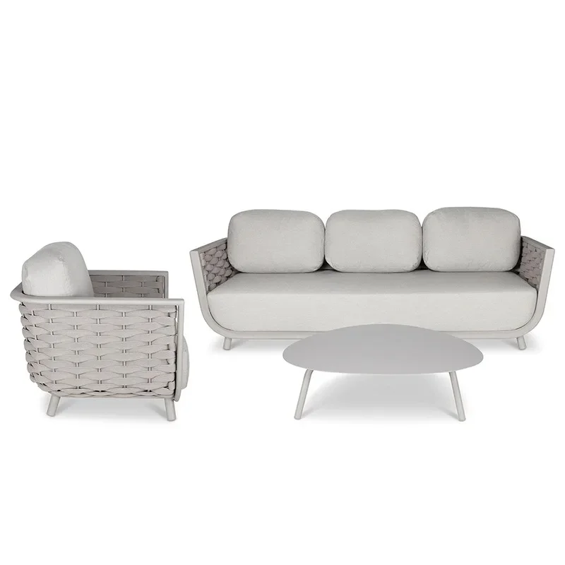 High-end outdoor rattan sofa, villa courtyard balcony leisure furniture hotel homestay garden aluminum alloy sofa